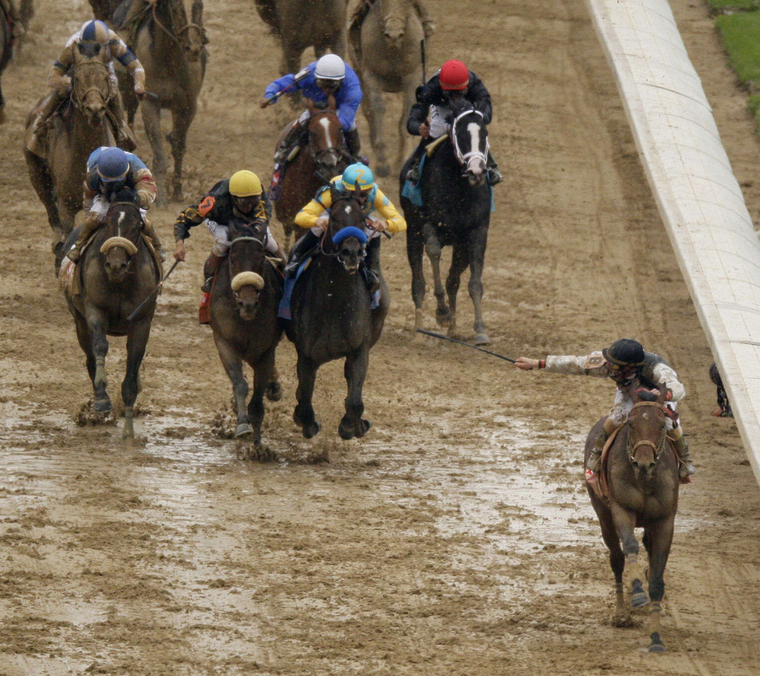 2009: Mine That Bird, 50-1 shot ridden by Calvin Borel, wins Kentucky Derby